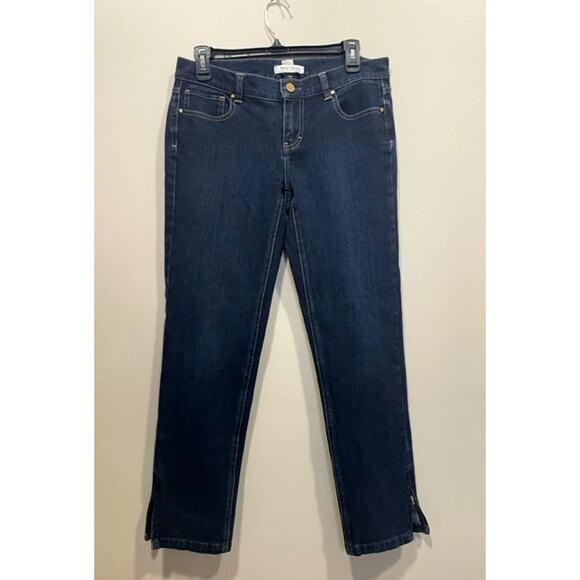 WHBM Dark Denim Zip Ankle Skinny Jeans Mid-Rise Women's Sz 4 - Picture 1 of 9